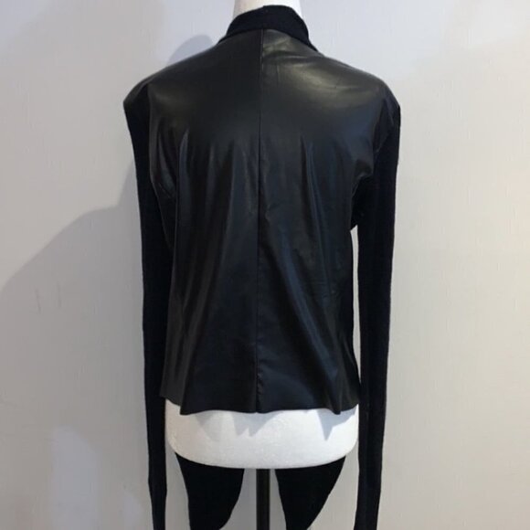 Marciano draped front black vegan leather long sleeves wrap jacket size Small - Picture 5 of 10